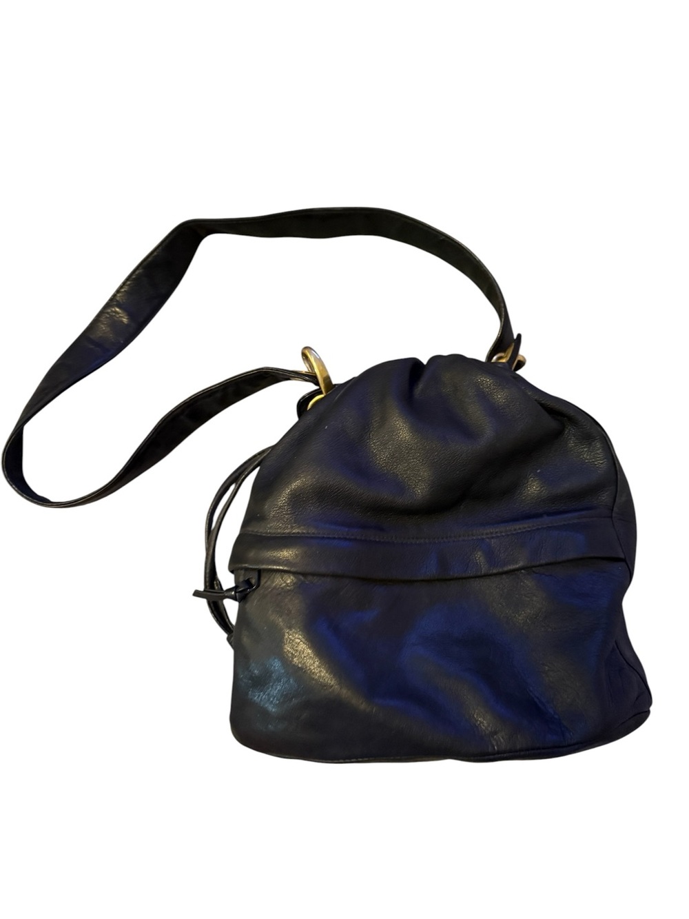 Giani Bernini Black Leather Drawstring Bag - Women